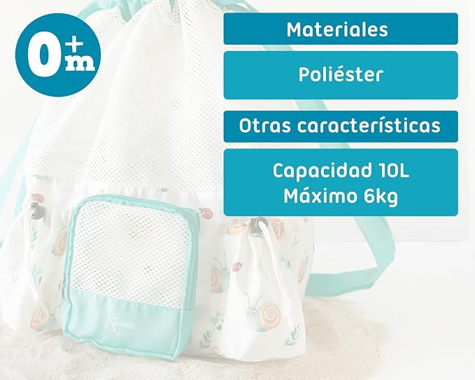Bolsa De Playa Caracoles  Blanca Kiokids